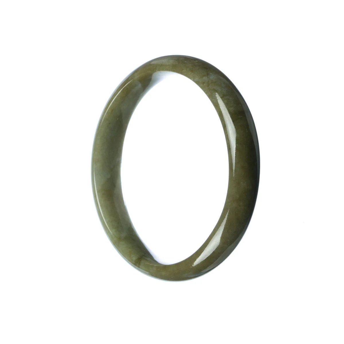 Genuine Grade A Green Brown Jade Bangle Bracelet - 57mm Half Moon - Image 2