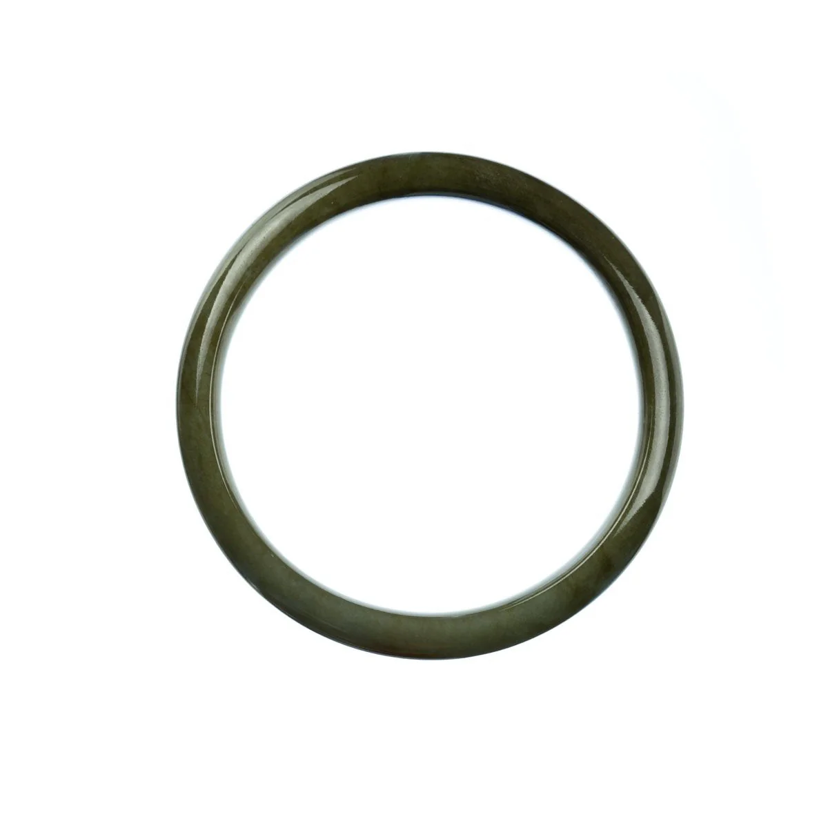 Genuine Grade A Green Brown Jade Bangle Bracelet - 57mm Half Moon - Image 3