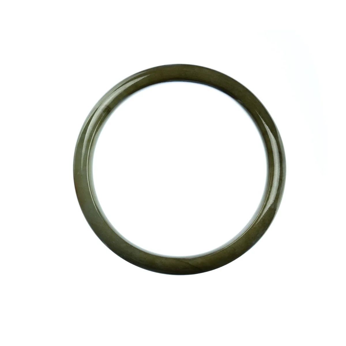 Genuine Grade A Green Brown Jade Bangle Bracelet - 57mm Half Moon - Image 4