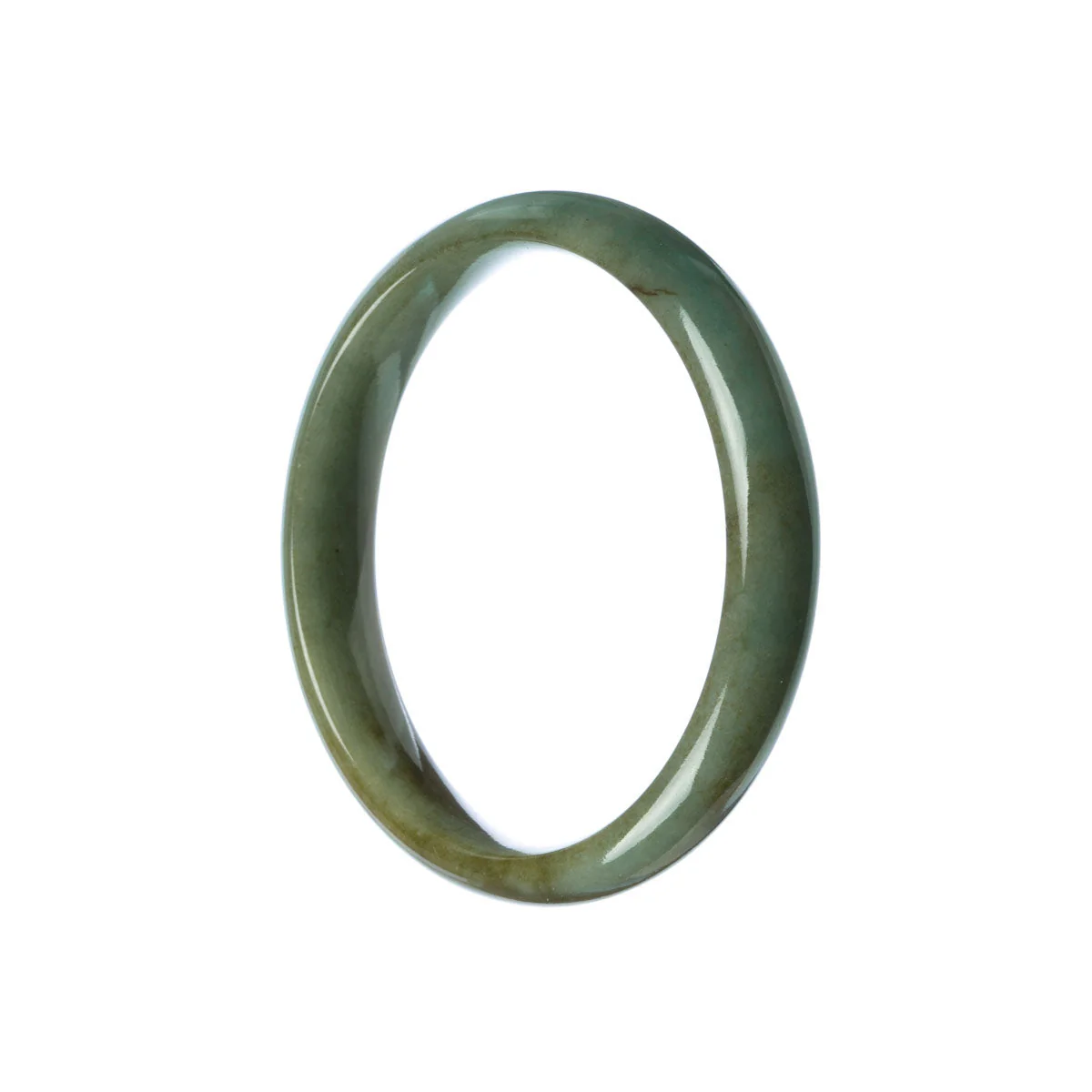 Genuine Grade A Green Brown Jade Bangle Bracelet - 57mm Half Moon