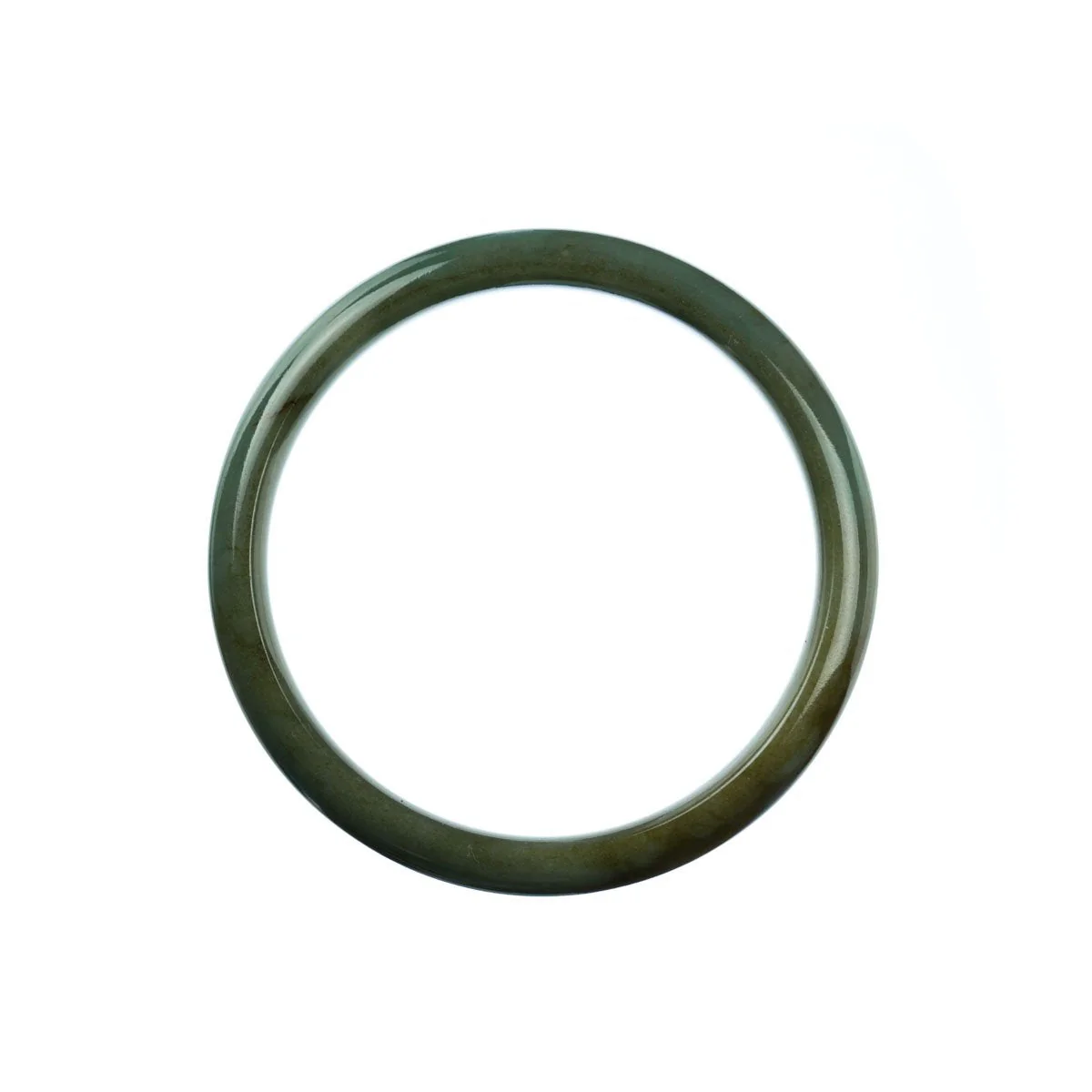 Genuine Grade A Green Brown Jade Bangle Bracelet - 57mm Half Moon - Image 3