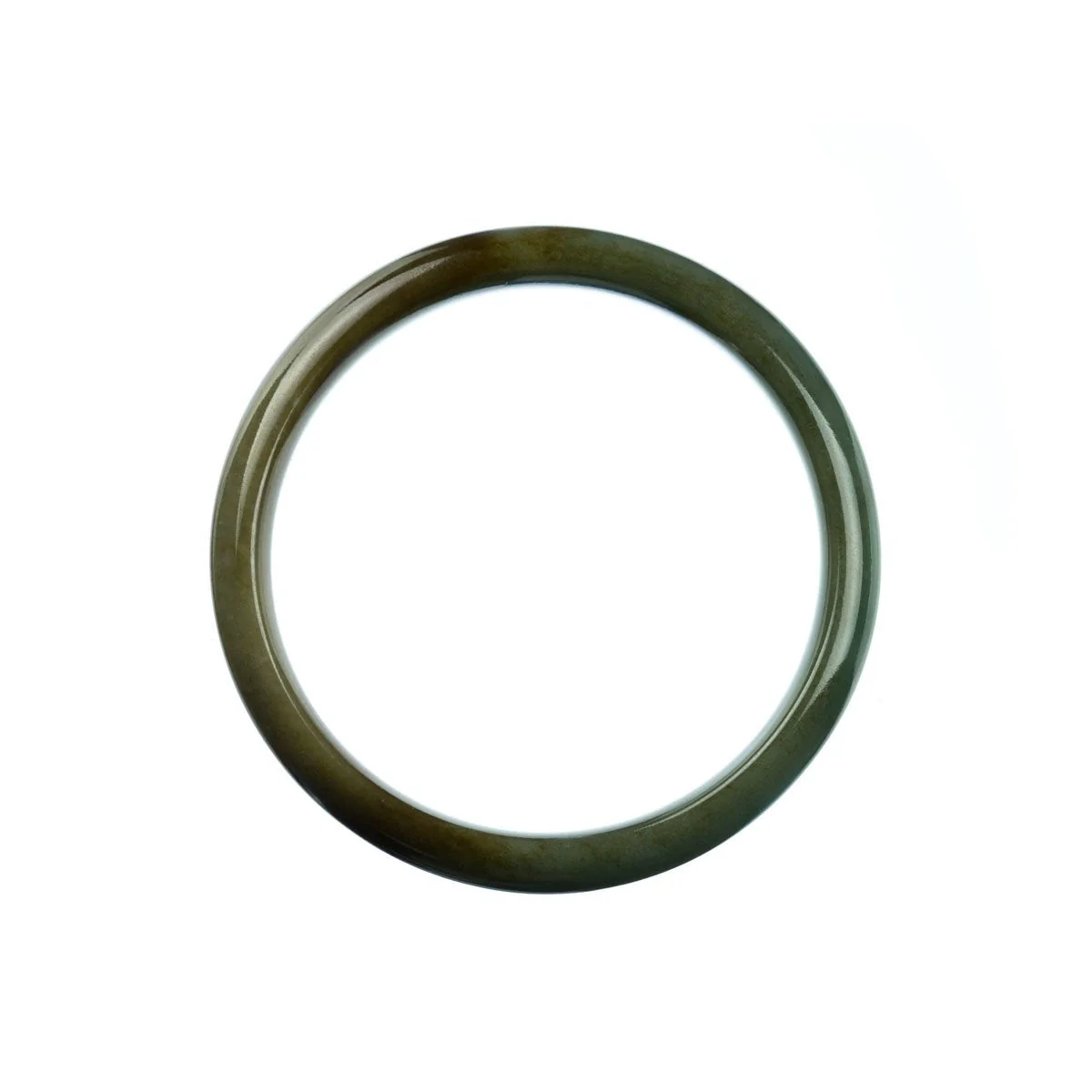 Genuine Grade A Green Brown Jade Bangle Bracelet - 57mm Half Moon - Image 4