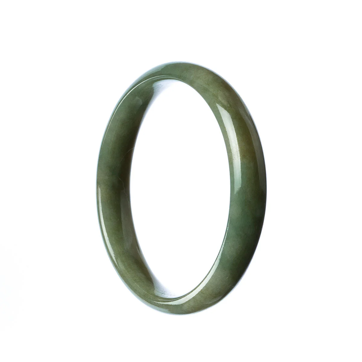 Authentic Natural Green Brown Jadeite Bracelet - 55mm Half Moon
