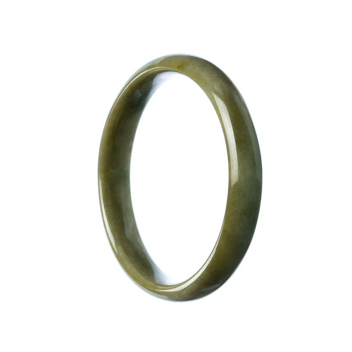 Authentic Natural Green Brown Jadeite Bracelet - 55mm Half Moon - Image 2
