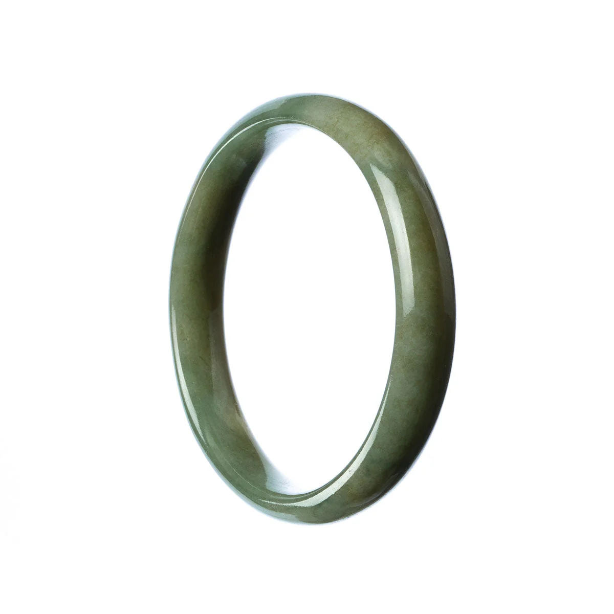 Authentic Natural Green Brown Jadeite Bracelet - 55mm Half Moon - Image 3