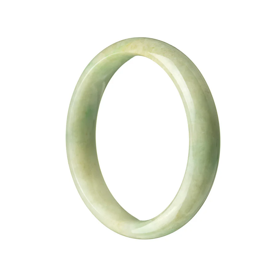 Genuine Untreated Green Burma Jade Bangle Bracelet - 55mm Half Moon