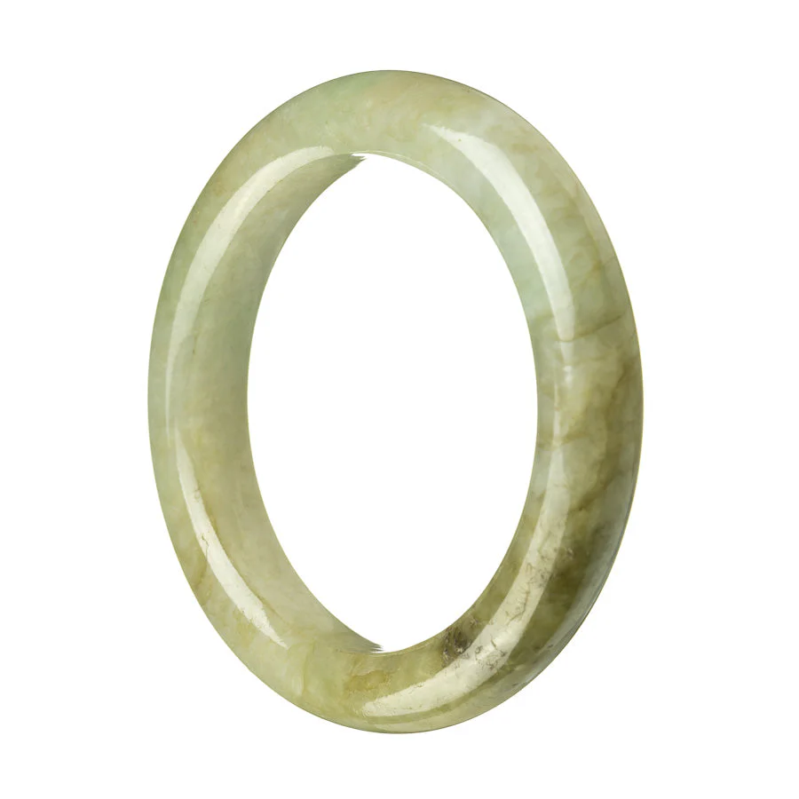 Certified Grade A Green Jadeite Bangle Bracelet - 58mm Semi Round