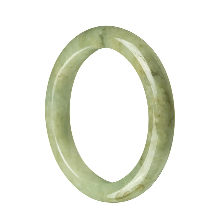 Real Type A Green Jade Bangle - 57mm Semi Round
