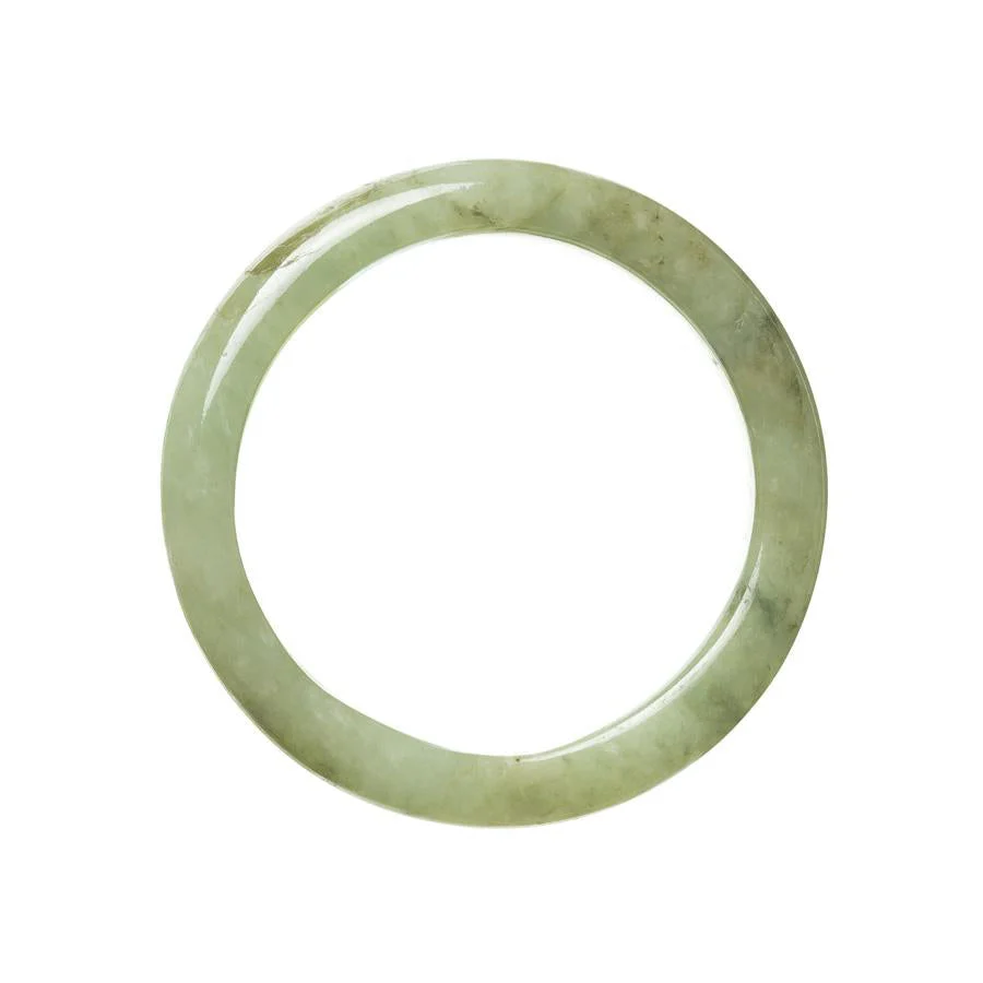 Real Type A Green Jade Bangle - 57mm Semi Round - Image 2