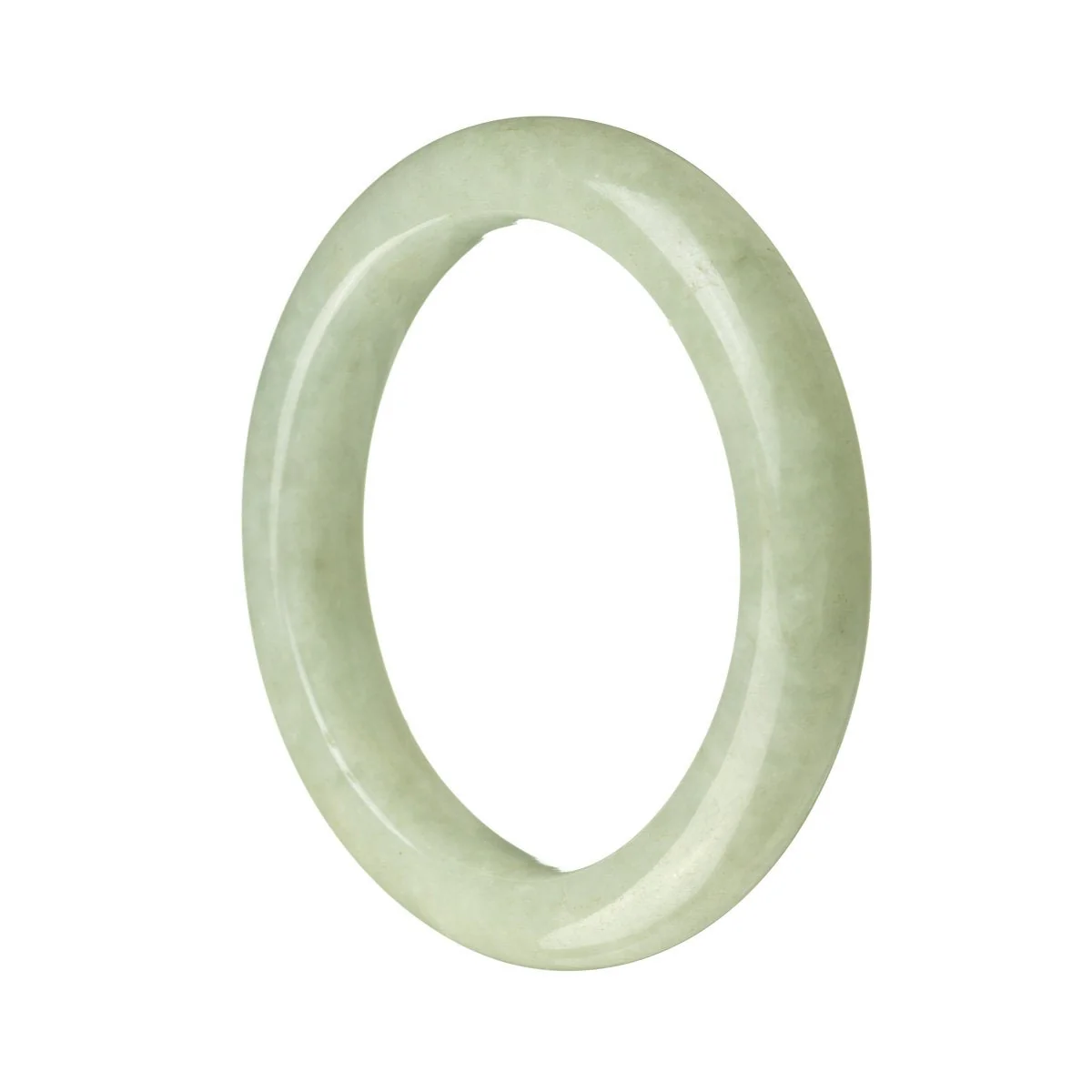 Genuine Grade A Green Jadeite Jade Bangle - 56mm Semi Round