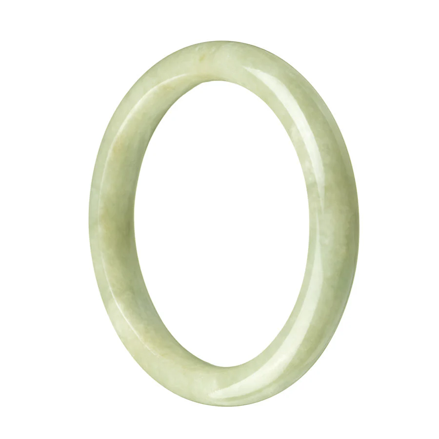 Authentic Type A Green Burmese Jade Bangle Bracelet - 61mm Semi Round