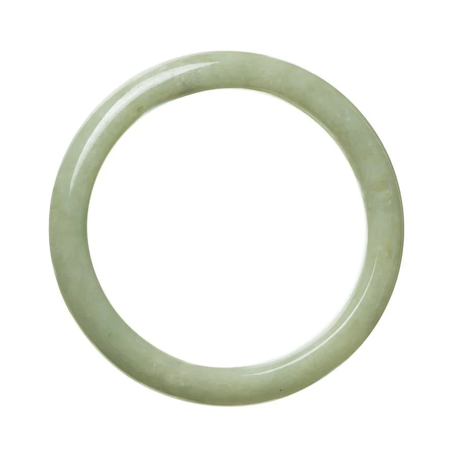 Authentic Type A Green Burmese Jade Bangle Bracelet - 61mm Semi Round - Image 2