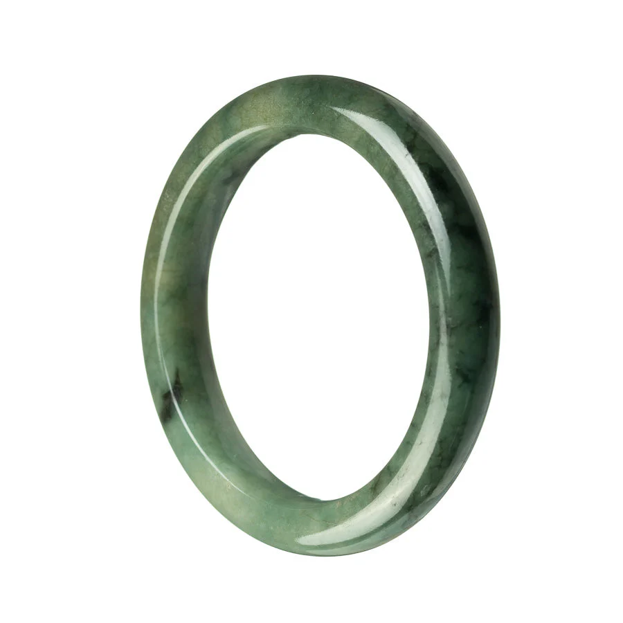 Certified Type A Green Traditional Jade Bangle Bracelet - 55mm Semi Round