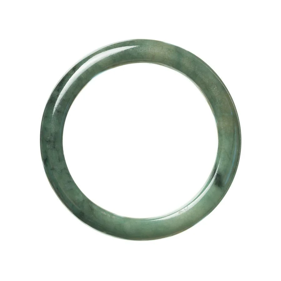 Certified Type A Green Traditional Jade Bangle Bracelet - 55mm Semi Round - Image 2
