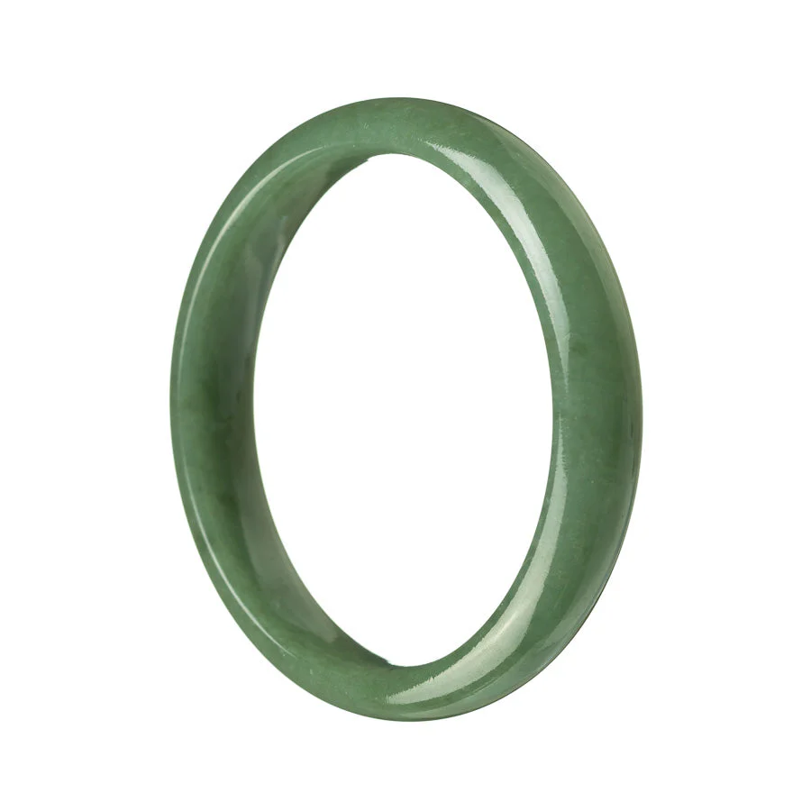 Genuine Type A Green Burma Jade Bangle Bracelet - 59mm Half Moon