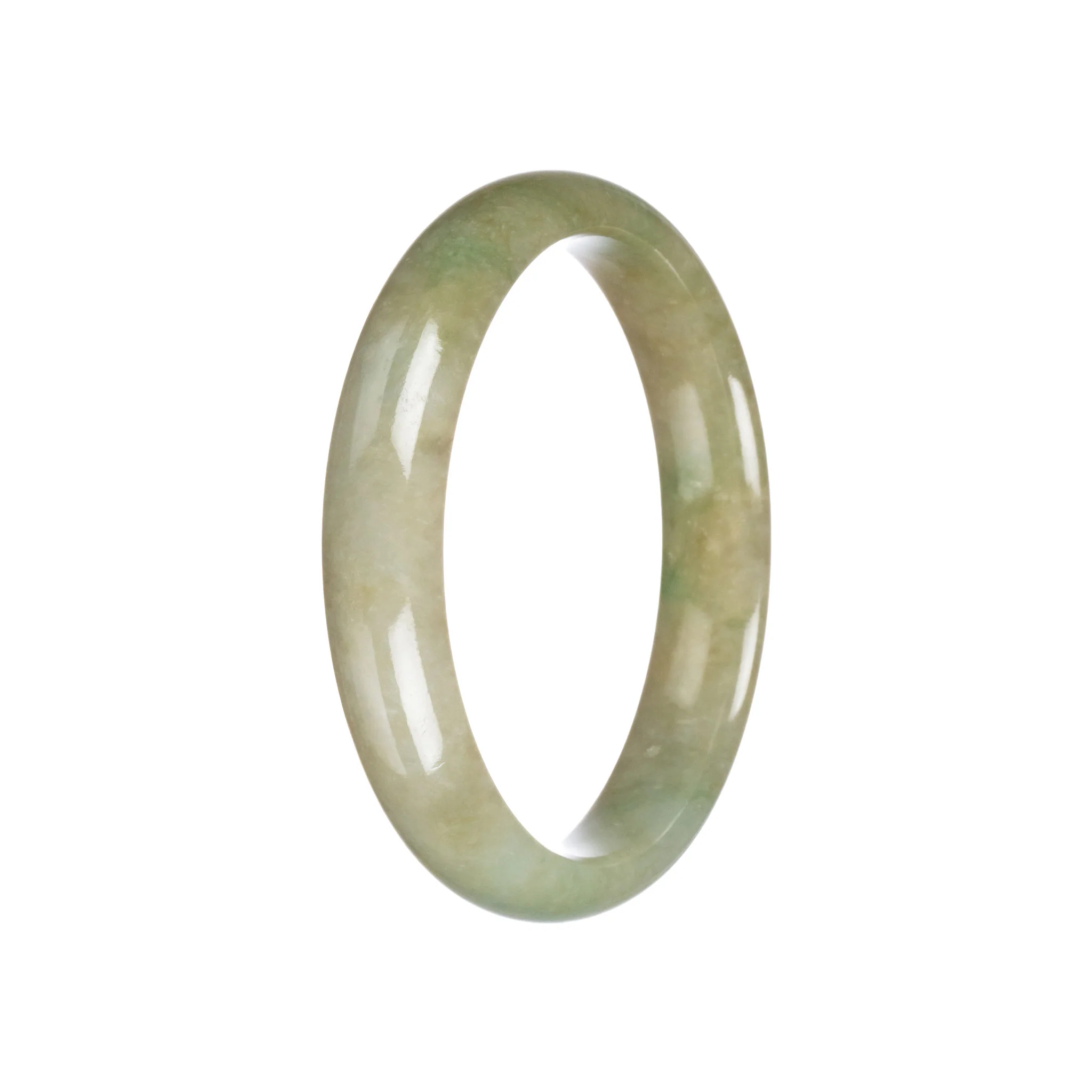 Real Untreated Green Burma Jade Bangle Bracelet - 59mm Half Moon - Image 2