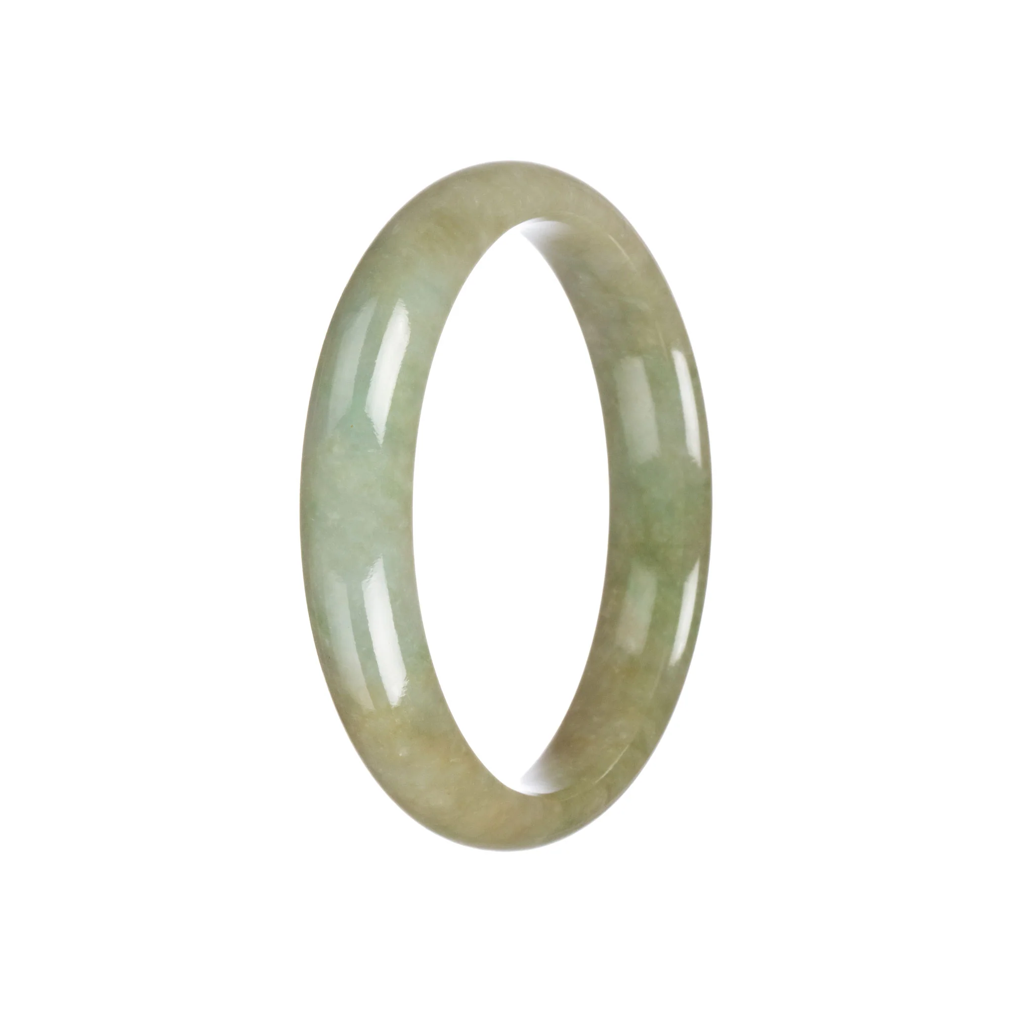 Real Untreated Green Burma Jade Bangle Bracelet - 59mm Half Moon - Image 3