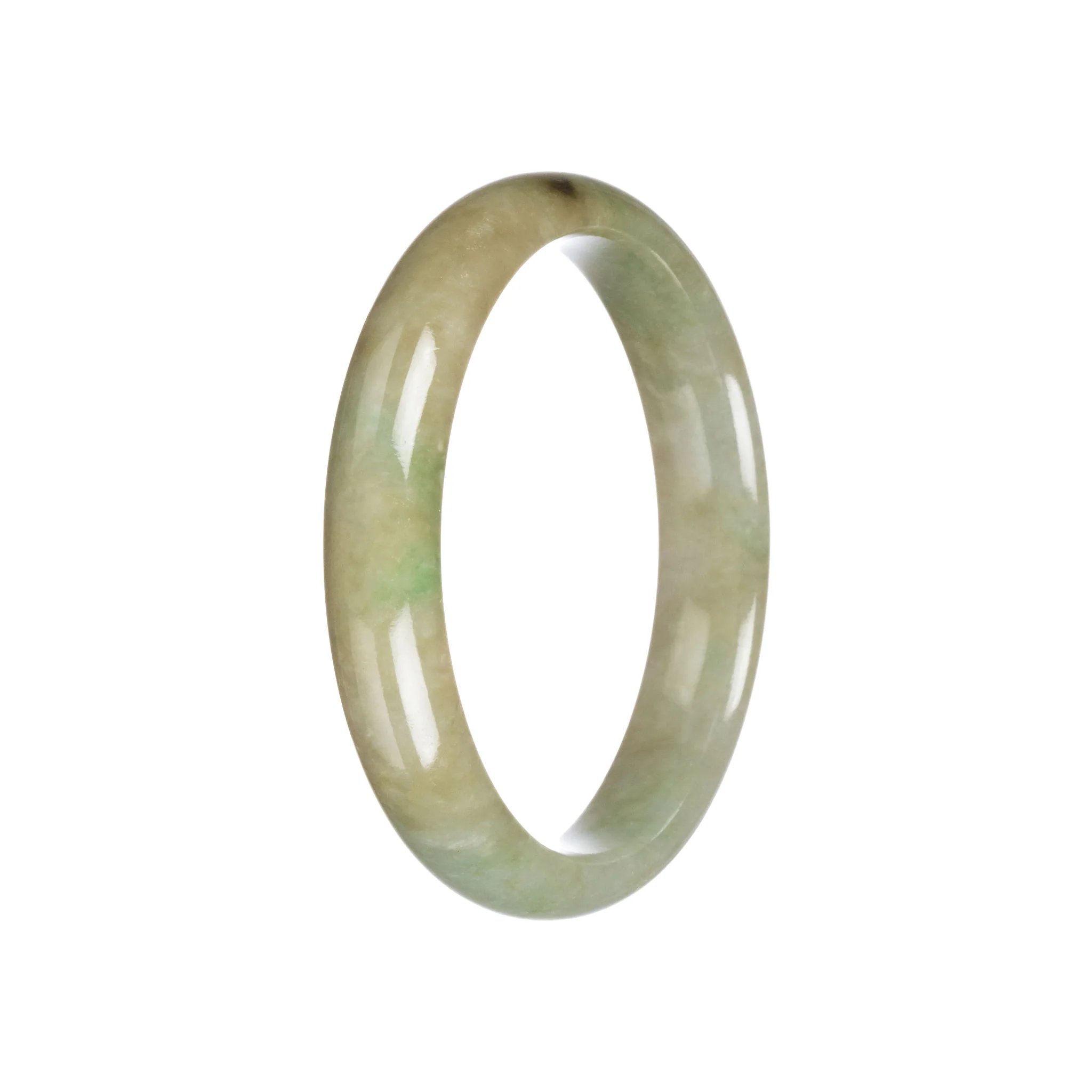 Real Untreated Green Burma Jade Bangle Bracelet - 59mm Half Moon - Image 4