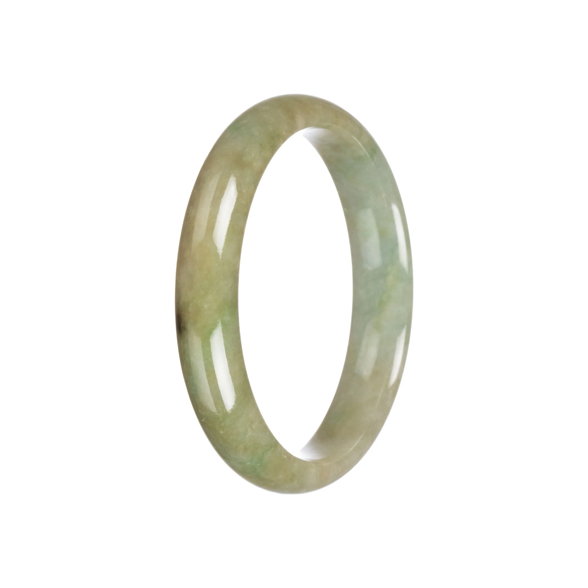 Real Untreated Green Burma Jade Bangle Bracelet - 59mm Half Moon - Image 6