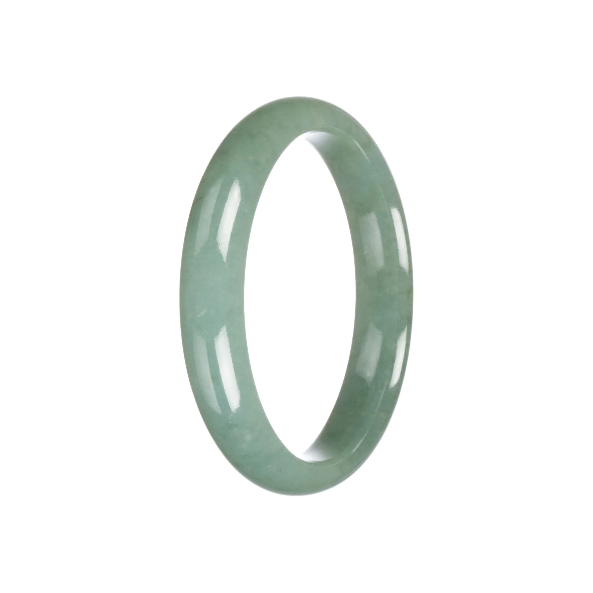 Real Grade A Green Jadeite Jade Bracelet - 59mm Half Moon - Image 3