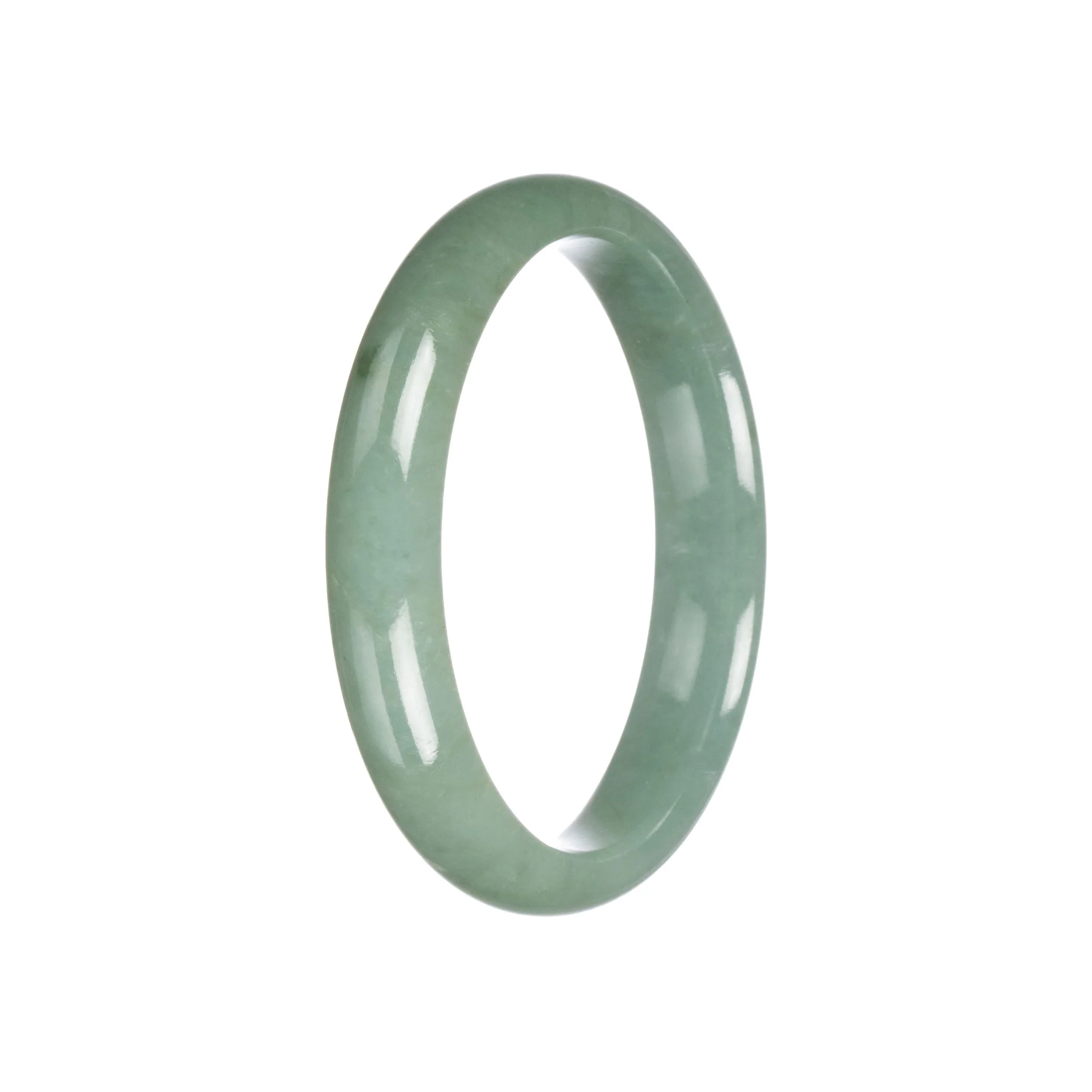 Real Grade A Green Jadeite Jade Bracelet - 59mm Half Moon - Image 5