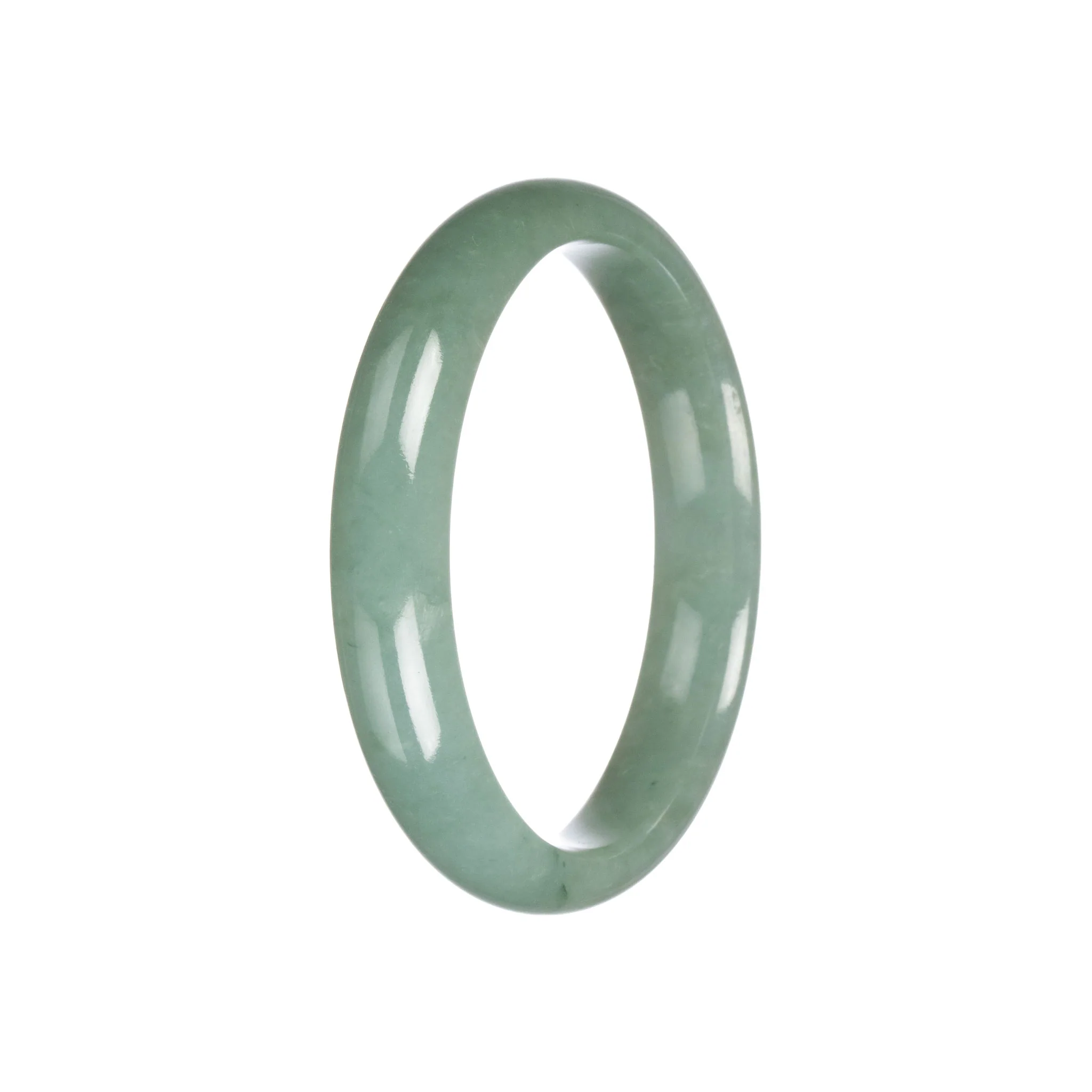 Real Grade A Green Jadeite Jade Bracelet - 59mm Half Moon - Image 6