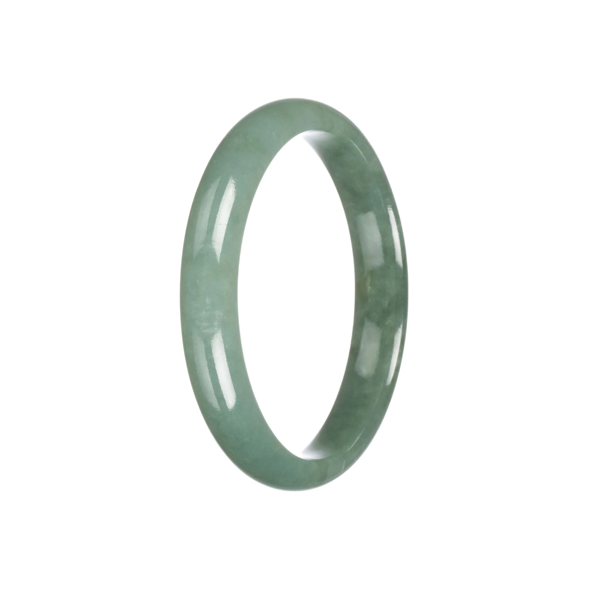 Authentic Grade A Green Burma Jade Bangle - 59mm Half Moon - Image 2