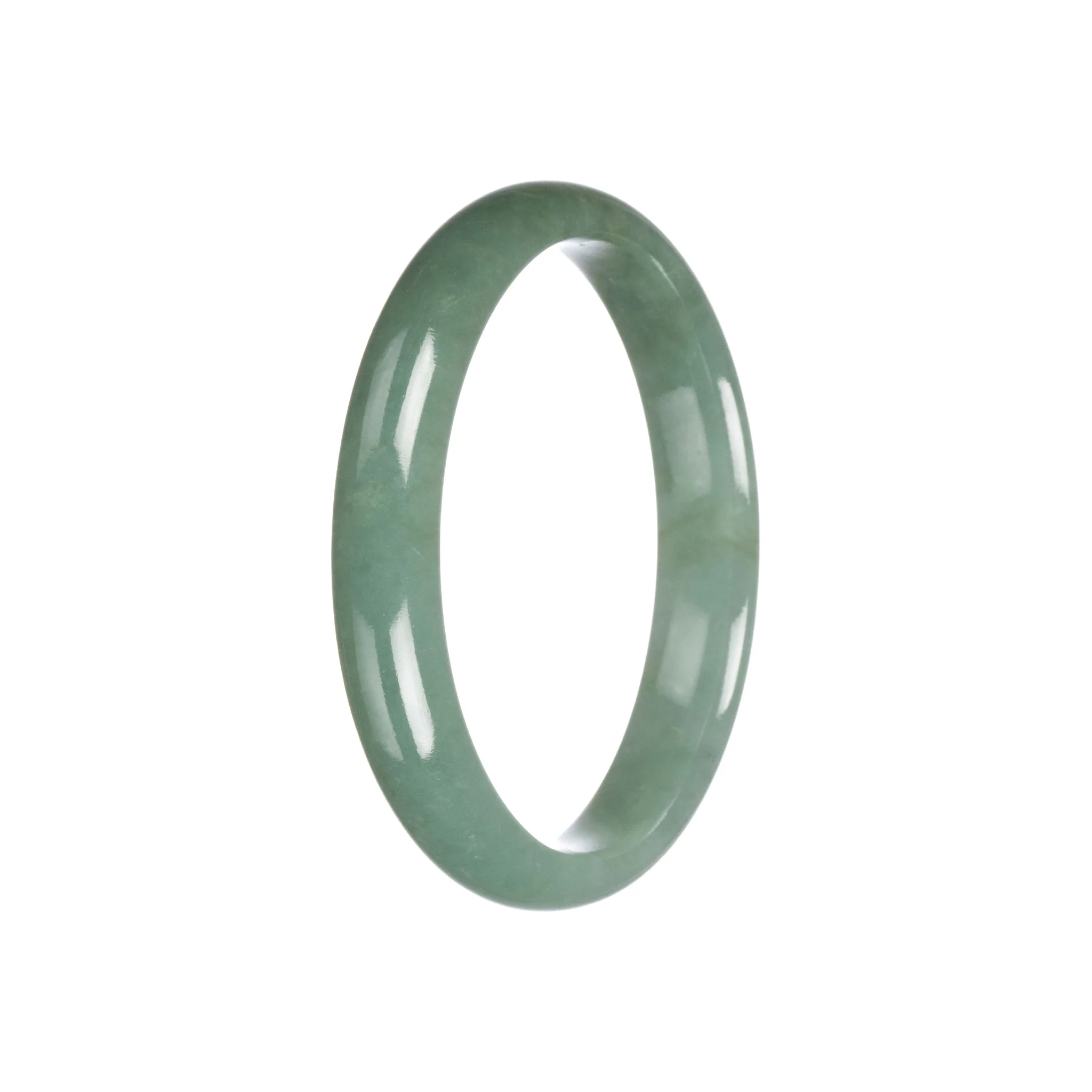Authentic Grade A Green Burma Jade Bangle - 59mm Half Moon - Image 4