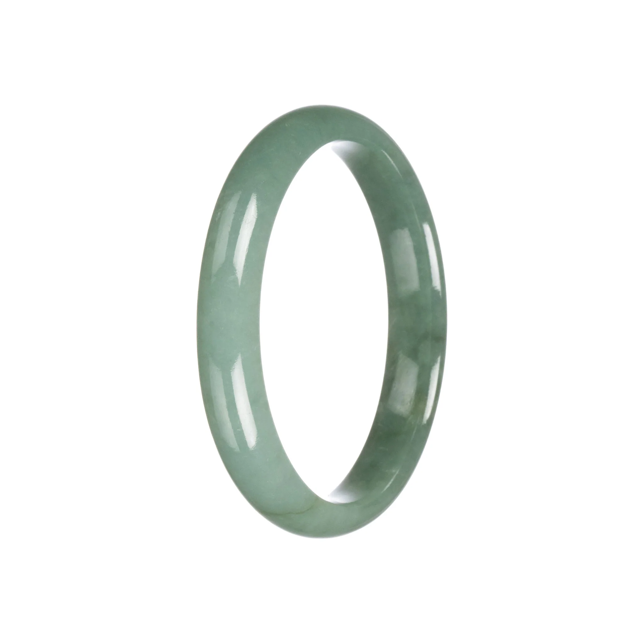 Authentic Grade A Green Burma Jade Bangle - 59mm Half Moon - Image 5