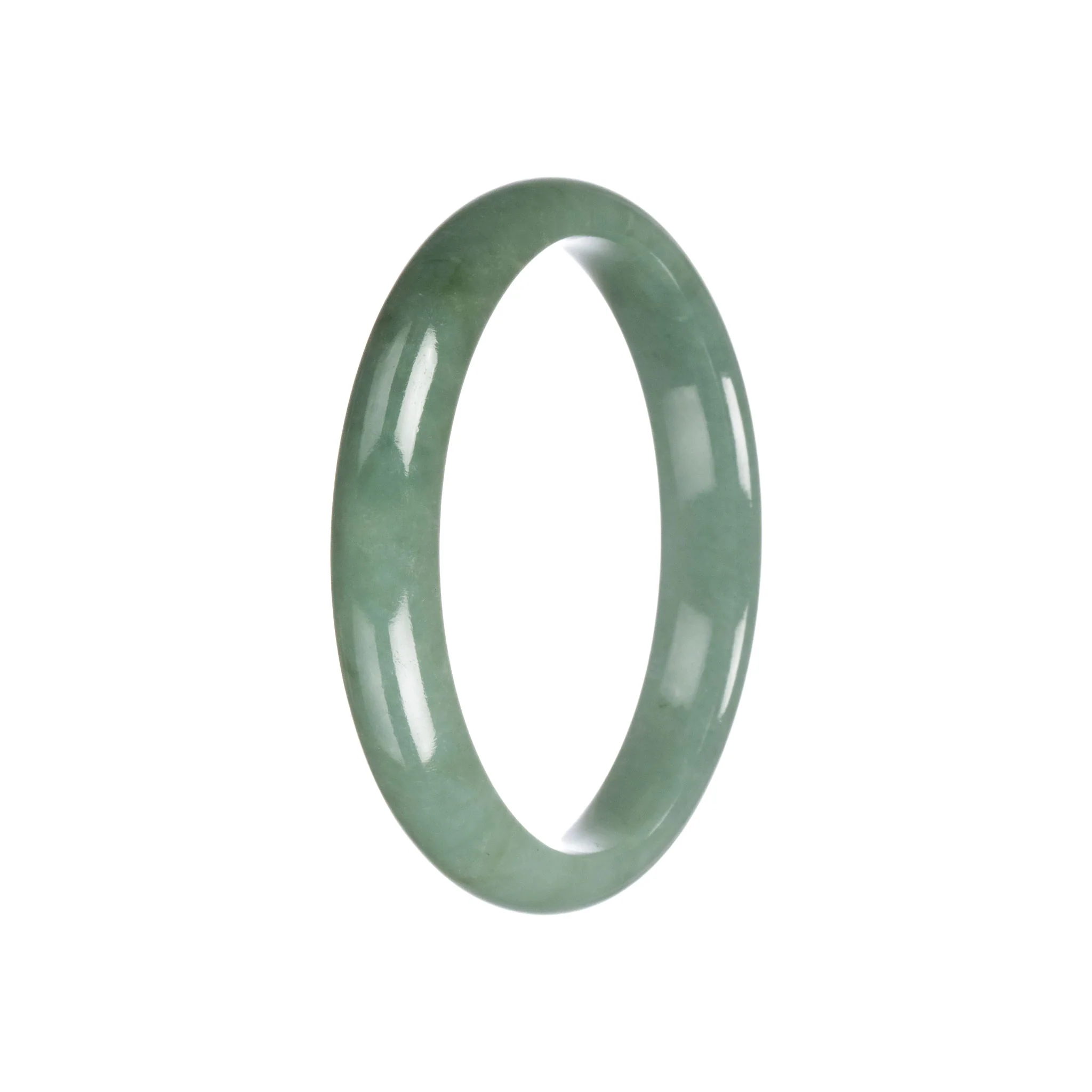Authentic Grade A Green Burma Jade Bangle - 59mm Half Moon - Image 6