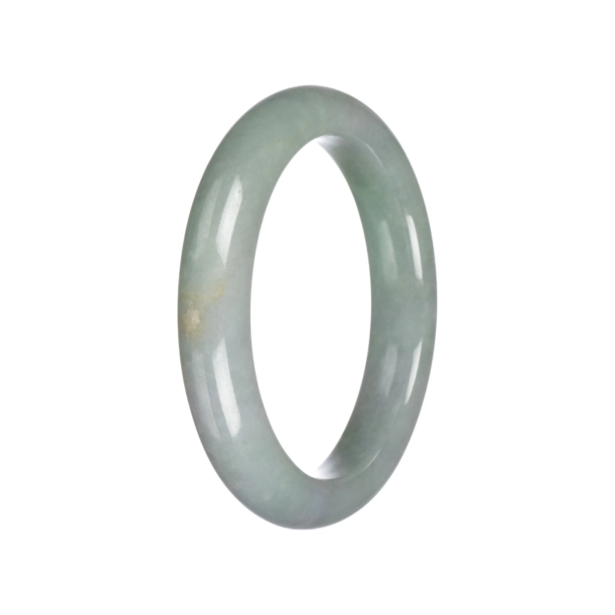 Certified Grade A Green Jadeite Bangle Bracelet - 58mm Semi Round - Image 2