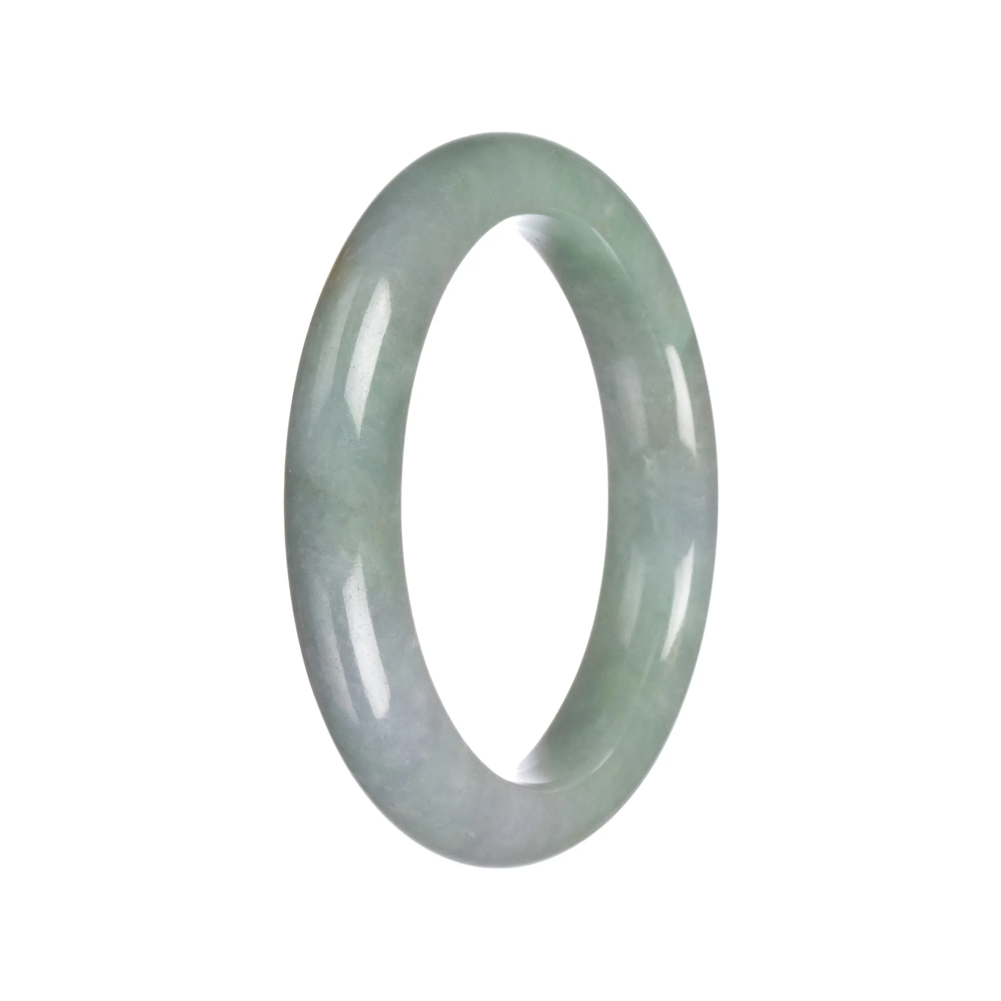 Certified Grade A Green Jadeite Bangle Bracelet - 58mm Semi Round - Image 4