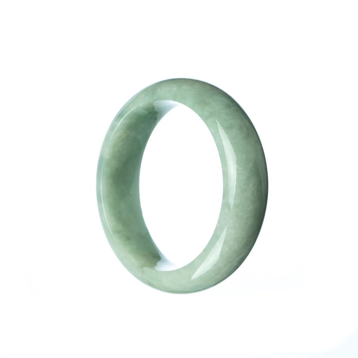 Genuine Type A Green Traditional Jade Bangle - Child Half Moon