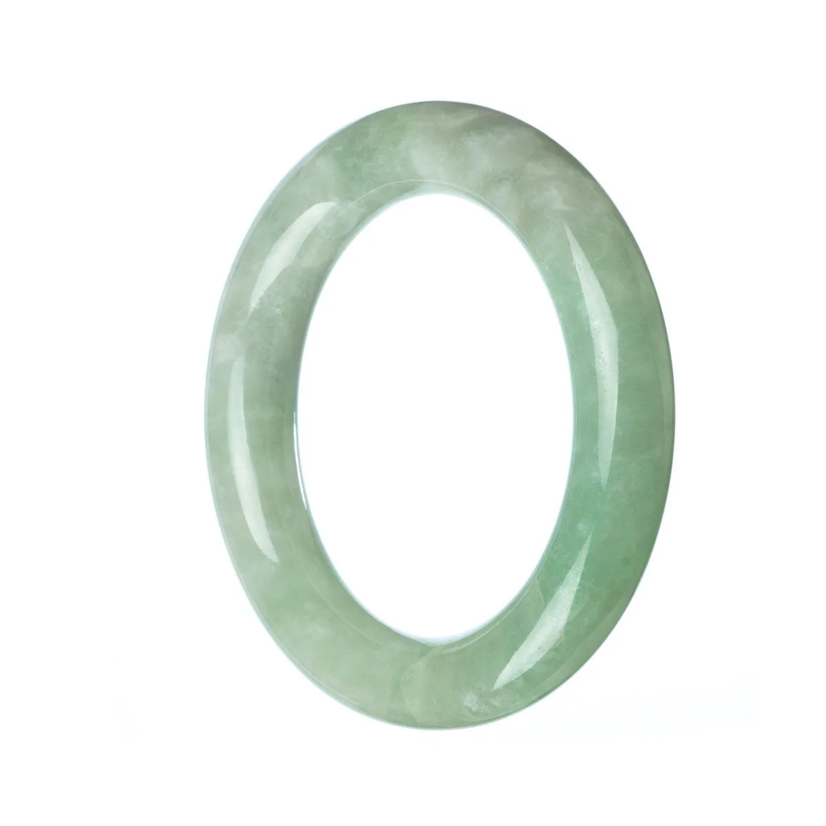 Genuine Grade A Green Jade Bangle Bracelet - 53mm Round - Image 2