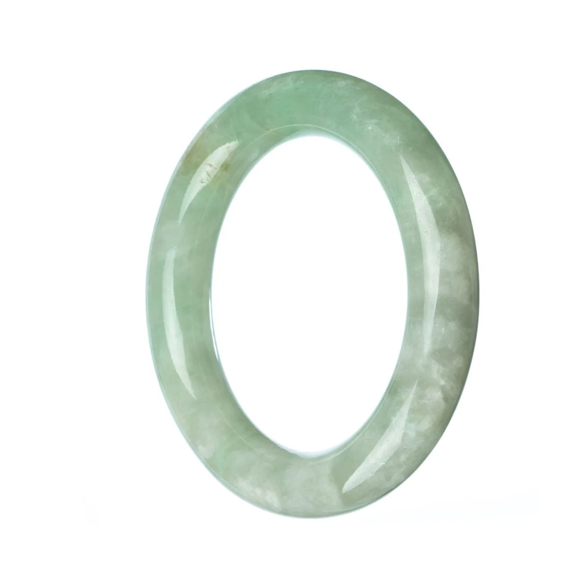 Genuine Grade A Green Jade Bangle Bracelet - 53mm Round - Image 3