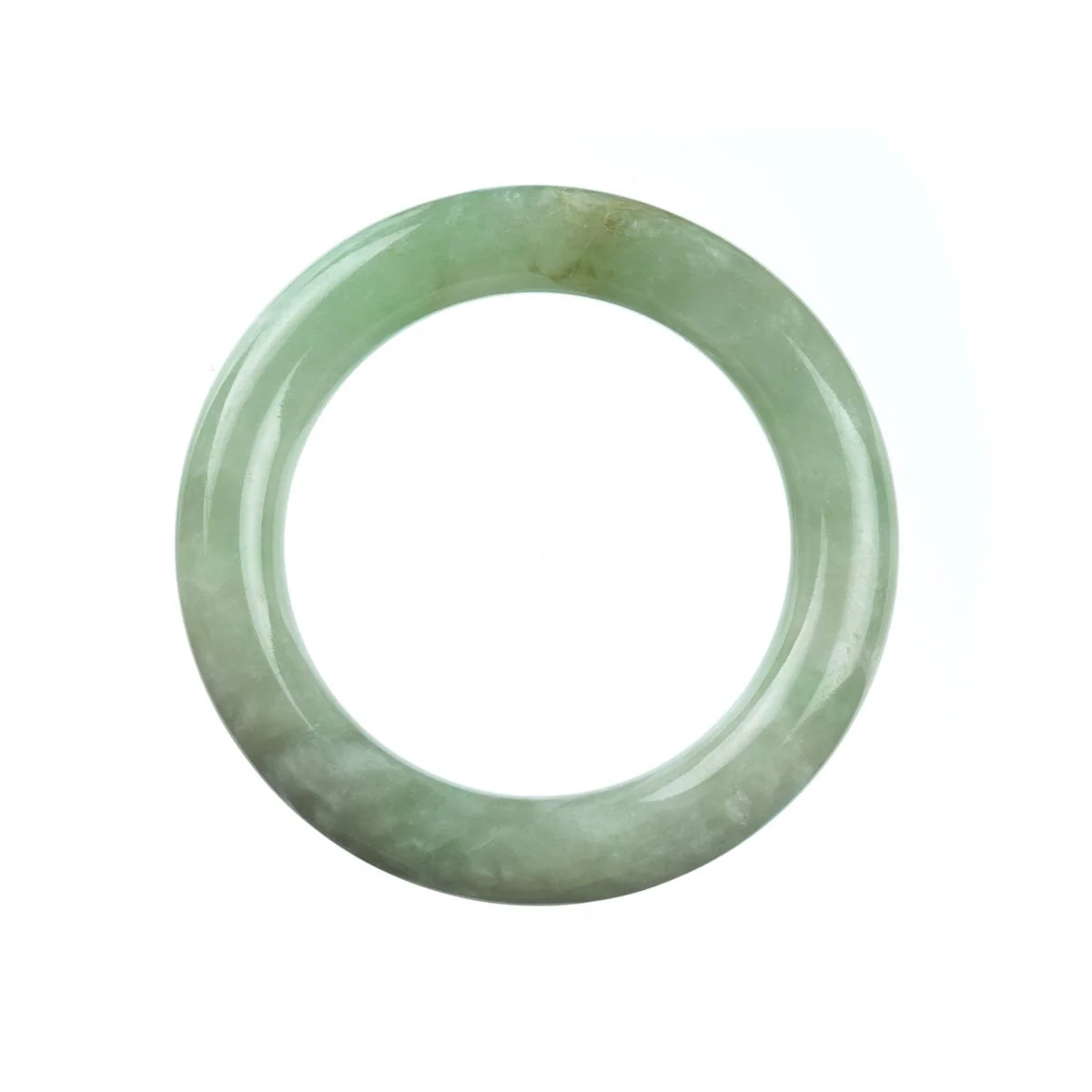 Genuine Grade A Green Jade Bangle Bracelet - 53mm Round - Image 5