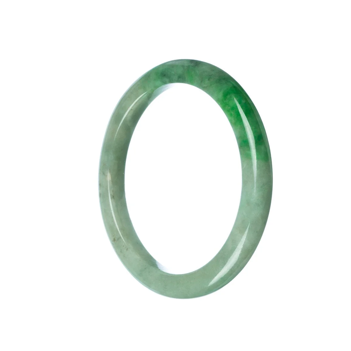 Real Grade A Green Jadeite Bangle - 58mm Semi Round - Image 3