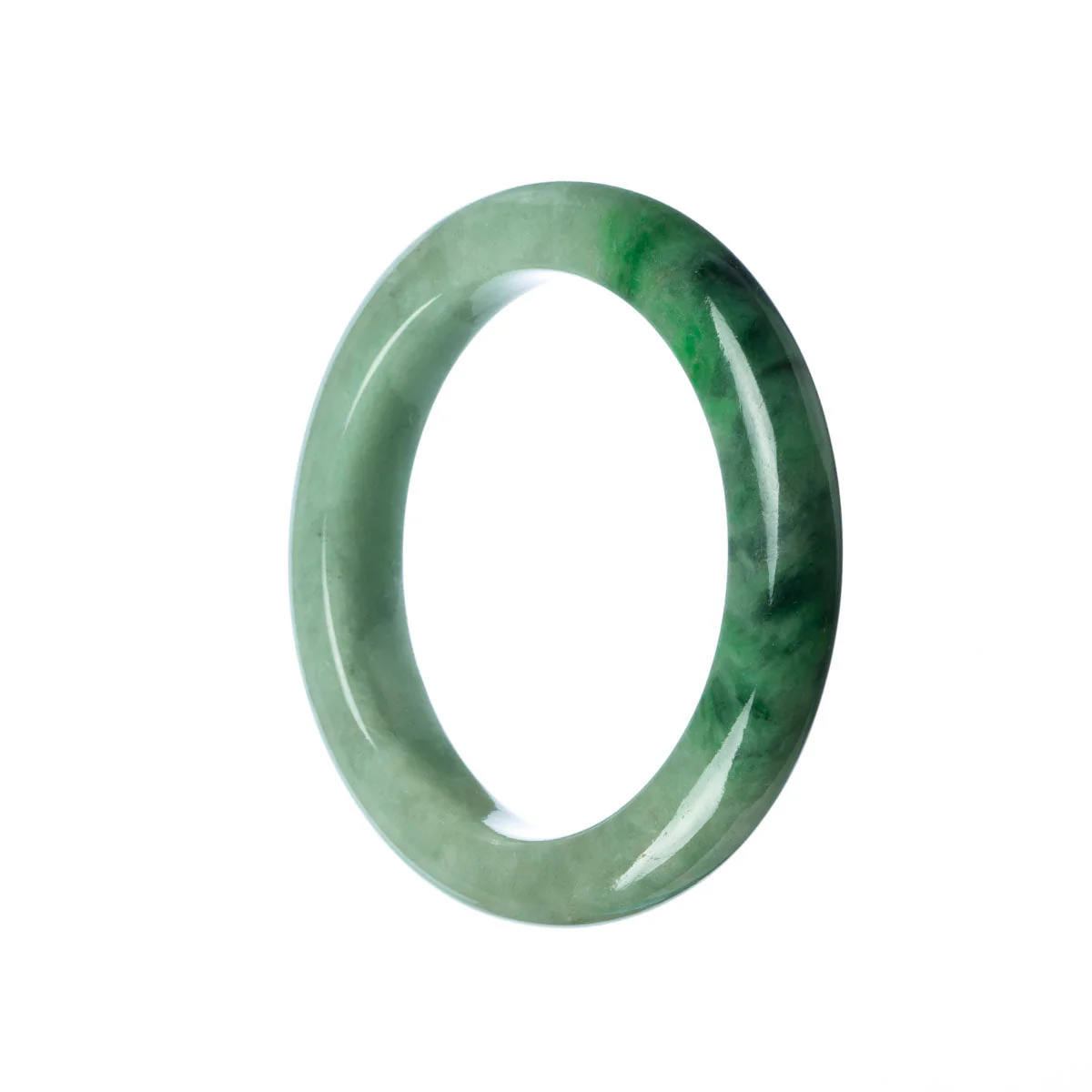 Real Grade A Green Traditional Jade Bracelet - 55mm Semi Round
