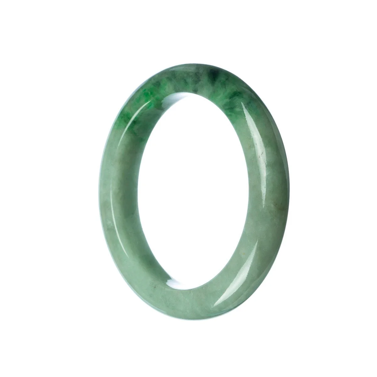 Real Grade A Green Traditional Jade Bracelet - 55mm Semi Round - Image 2