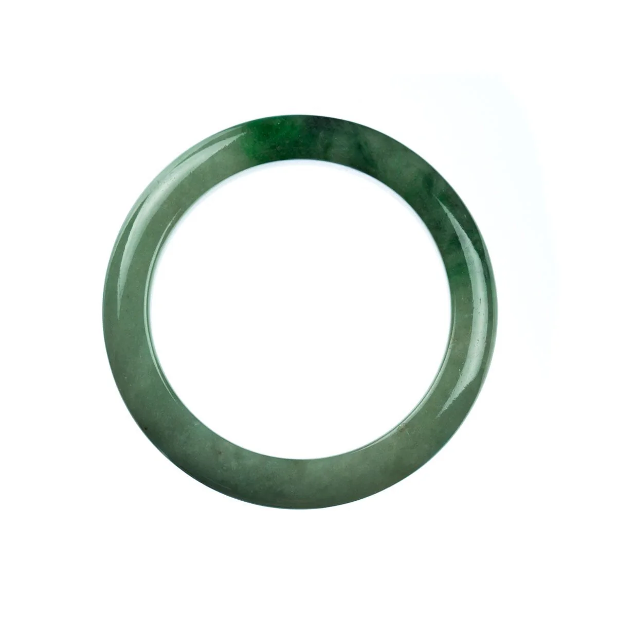 Real Grade A Green Traditional Jade Bracelet - 55mm Semi Round - Image 4