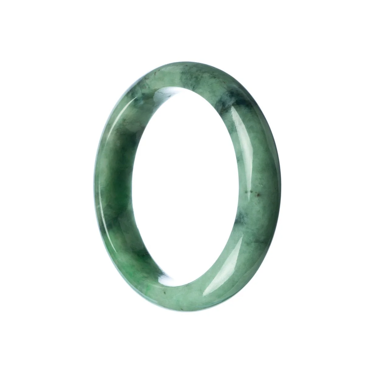 Genuine Grade A Green Burmese Jade Bracelet - 57mm Semi Round - Image 2