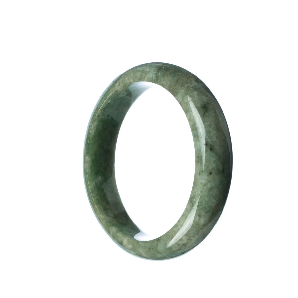 Authentic Grade A Green Jadeite Bangle Bracelet - 55mm Half Moon