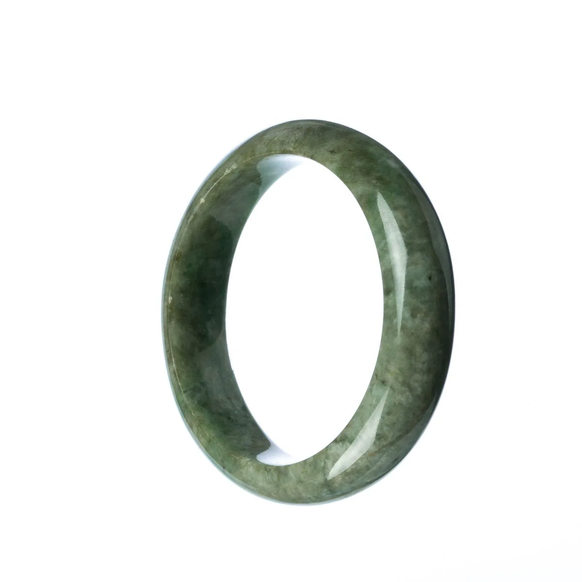 Authentic Grade A Green Jadeite Bangle Bracelet - 55mm Half Moon - Image 2