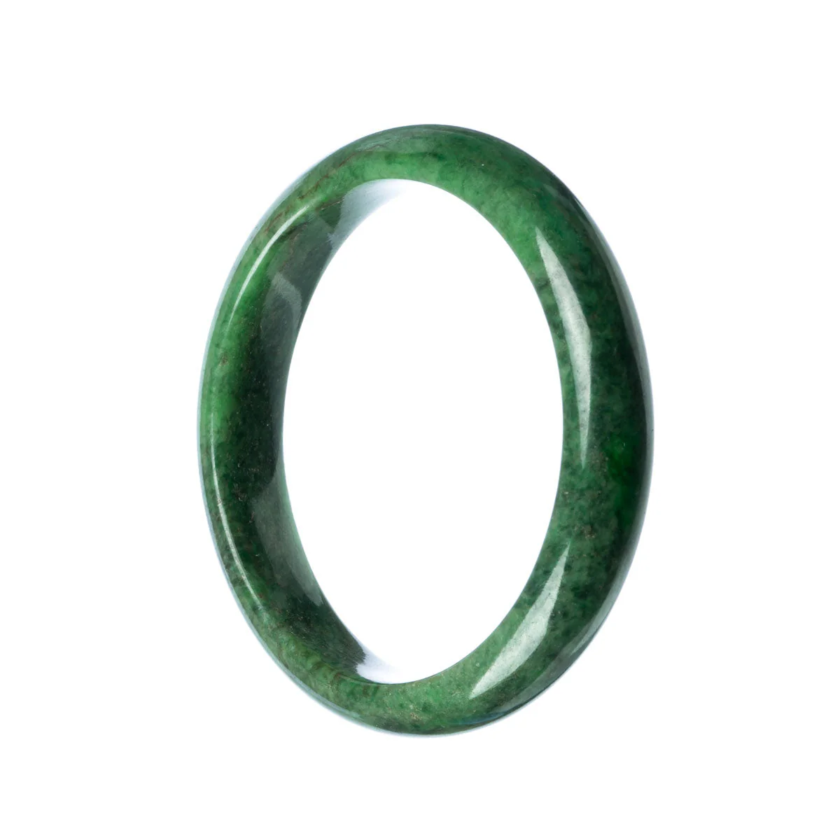 Authentic Grade A Green Burma Jade Bangle Bracelet - 63mm Half Moon
