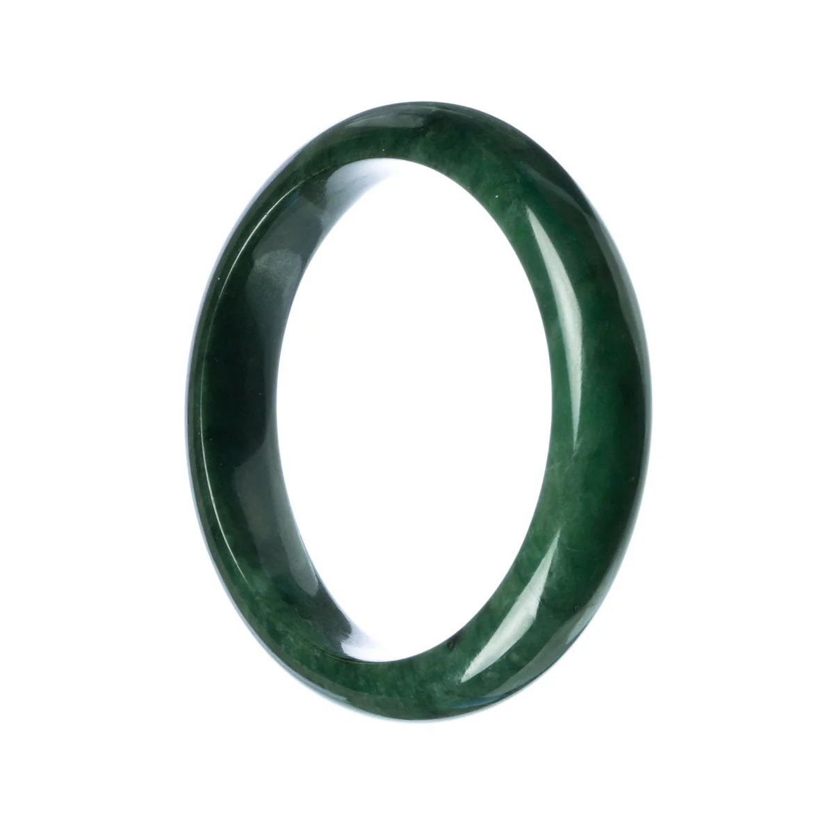 Real Untreated Green Jade Bangle Bracelet - 63mm Half Moon