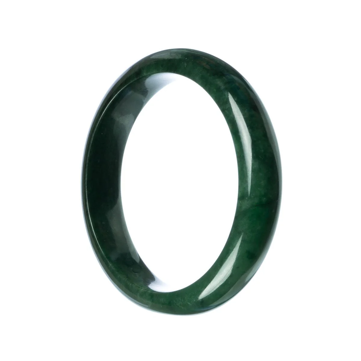 Real Untreated Green Jade Bangle Bracelet - 63mm Half Moon - Image 2