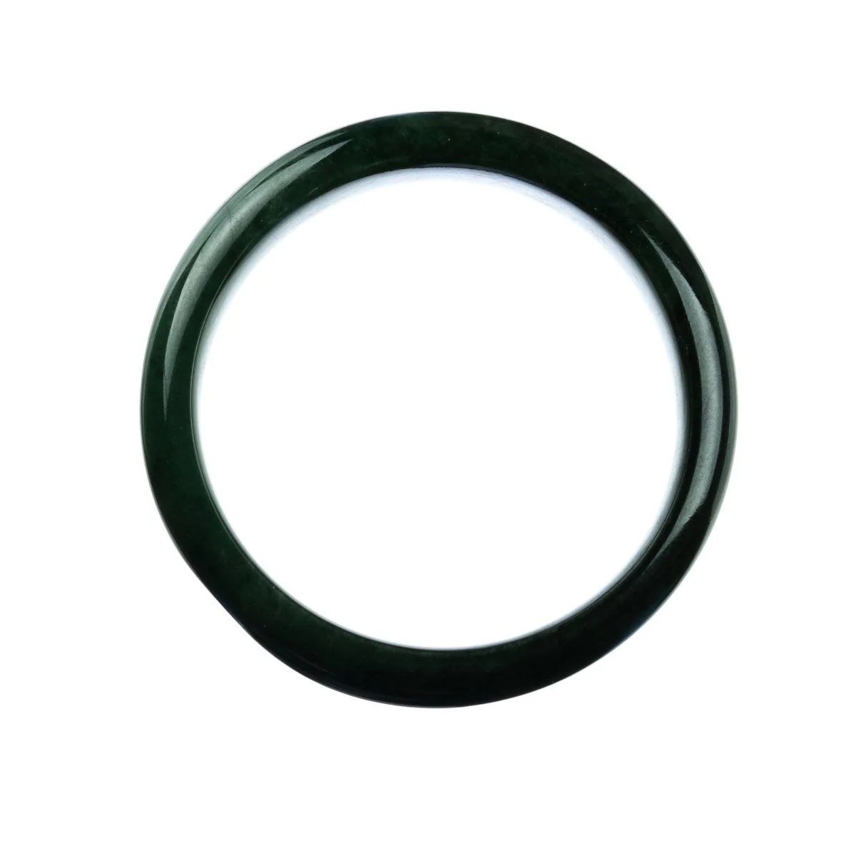 Real Untreated Green Jade Bangle Bracelet - 63mm Half Moon - Image 4