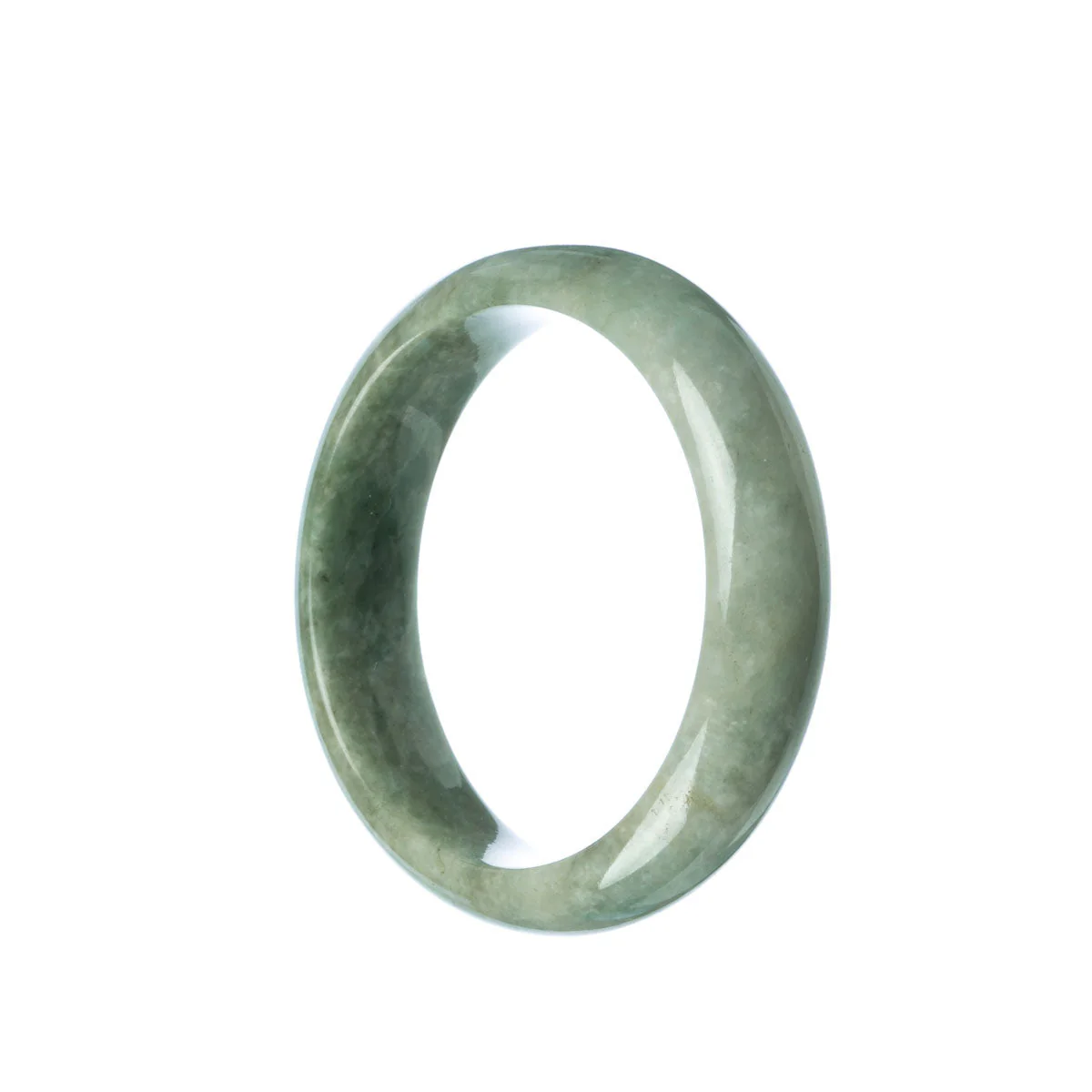Real Grade A Green Burma Jade Bracelet - 53mm Half Moon