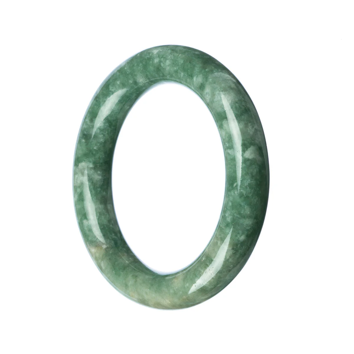 Certified Grade A Green Burmese Jade Bangle Bracelet - 57mm Round