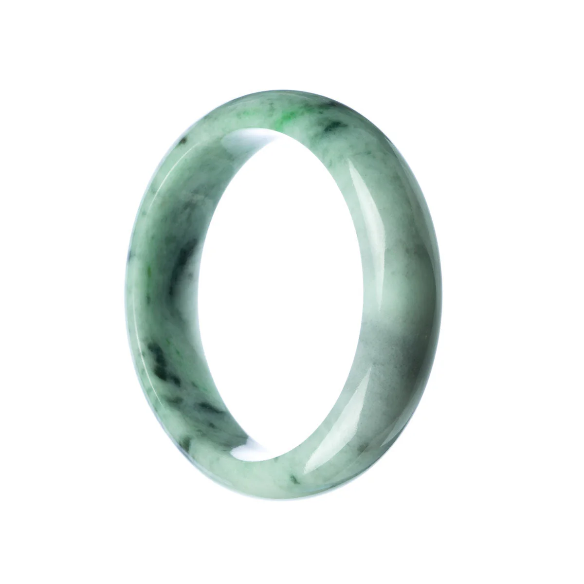 Genuine Type A Green Traditional Jade Bracelet - 59mm Half Moon